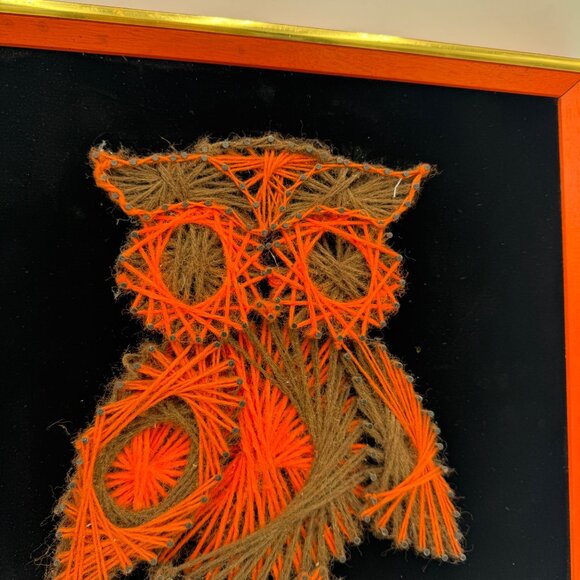 Vintage owl string Art picture nail wall decor decoration on wood black velvet - Picture 5 of 11